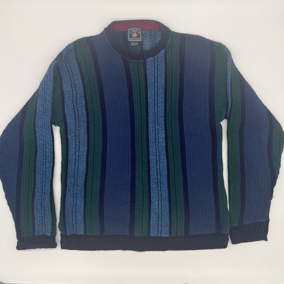 Vintage Chaps Ralph Lauren Sweater – Striped Knit – Made in USA – Size Large - Picture 1 of 8